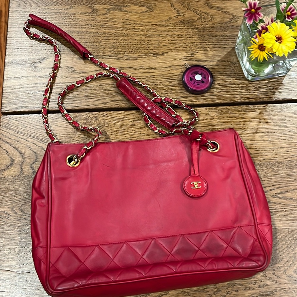 Chanel red classic shoulder bag